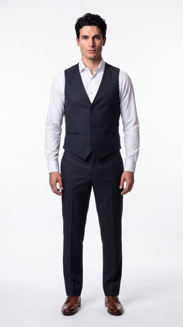 mens pinstripe black suit – 3 piece – Varrison (1) - 4