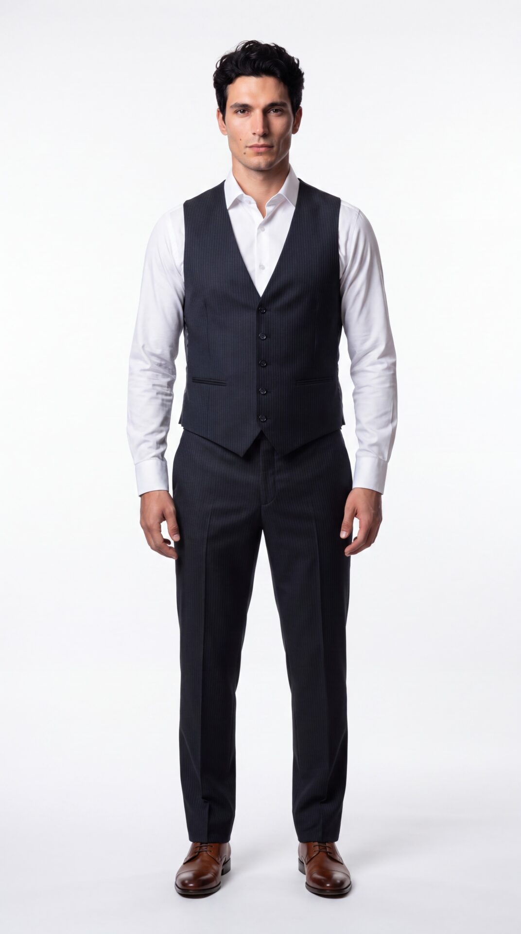 mens pinstripe black suit – 3 piece – Varrison (1) - 6