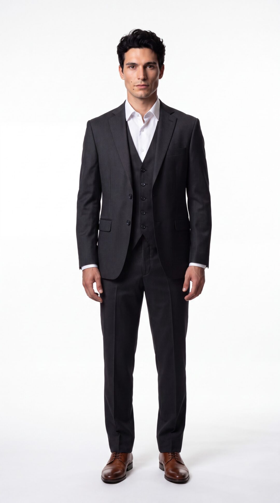 Napoli Black 3 Pieces Pinstripe Suit