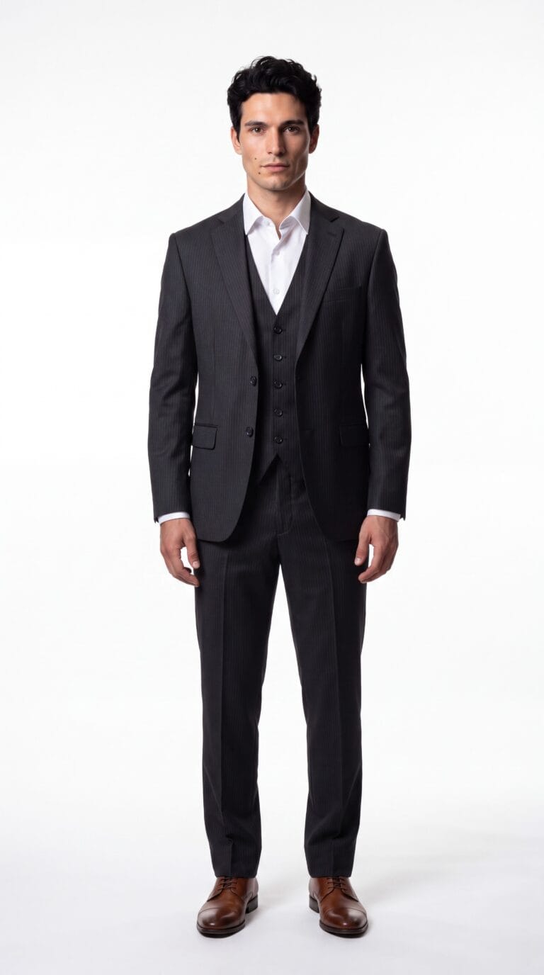 Napoli Black 3 Pieces Pinstripe Suit