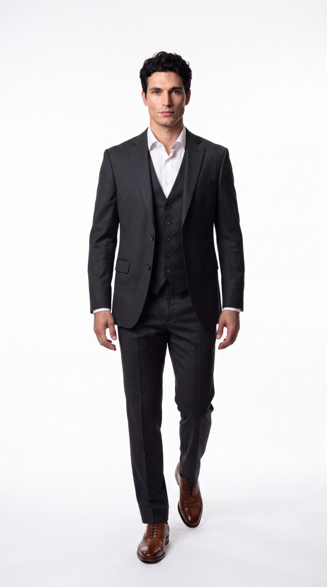 mens pinstripe black suit – 3 piece – Varrison (9) - 2