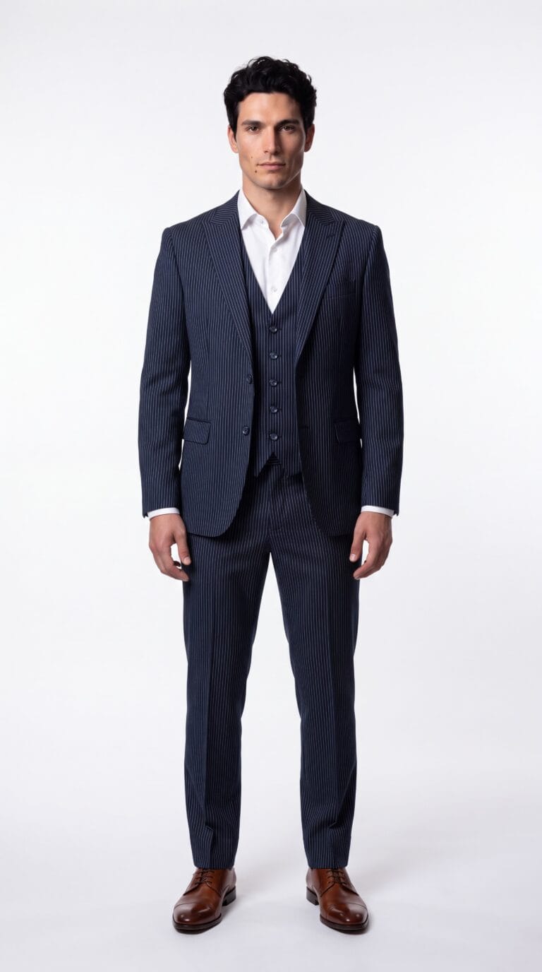 Oxford Blue 3 Pieces Pinstripe Suit