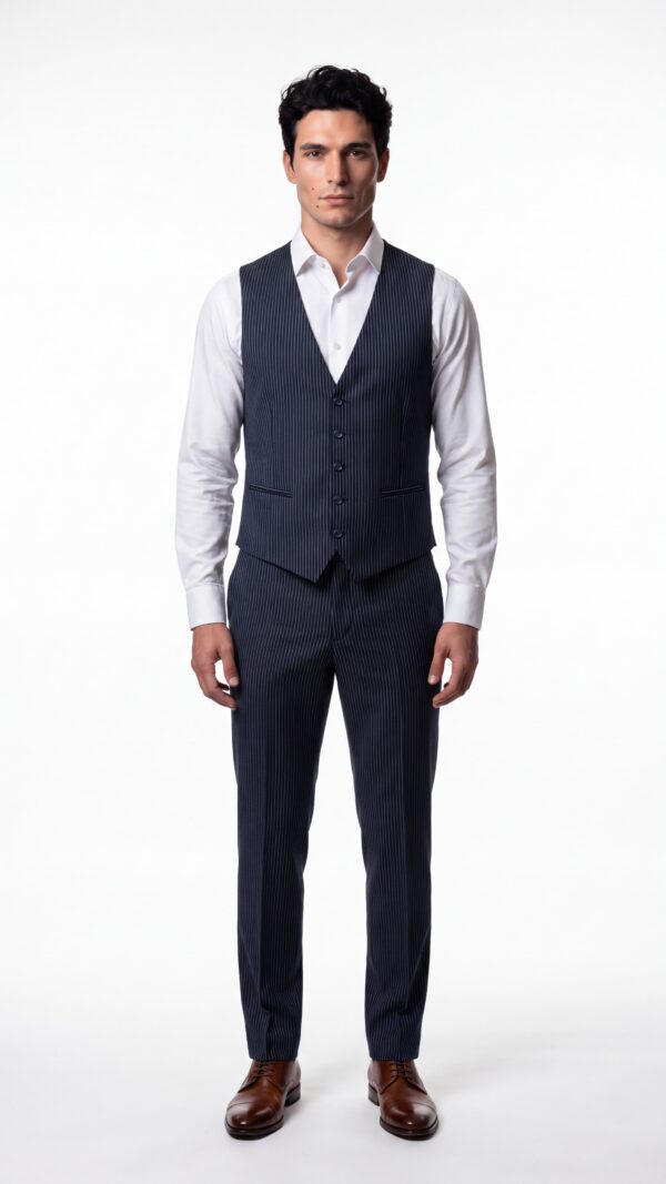 navy blue pin striped 3 piece suit for men (8) - 5