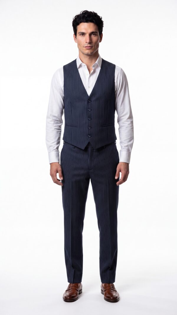 navy blue pin striped suit for men (2) - 3