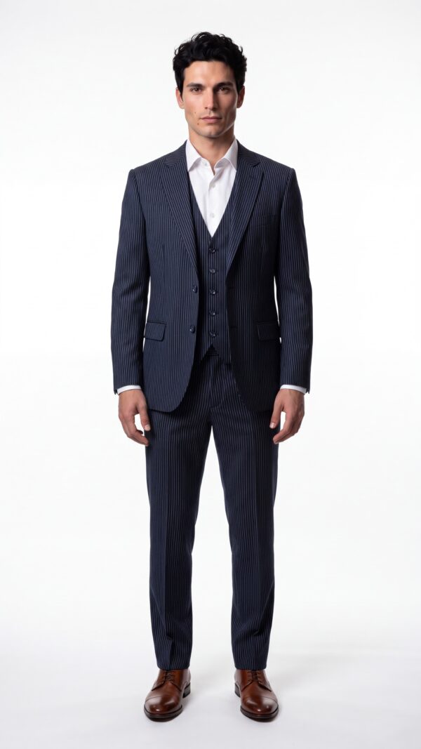 Nottingham Blue 3 Pieces Pinstripe Suit - 1
