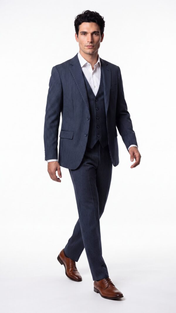 navy blue pin striped suit for men (5) - 0