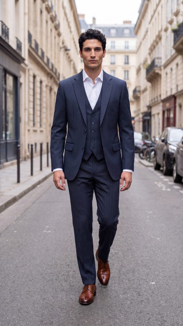 Nottingham Blue 3 Pieces Pinstripe Suit