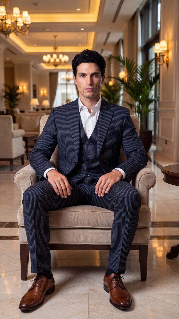 navy blue pin striped suit for men (7) - 5