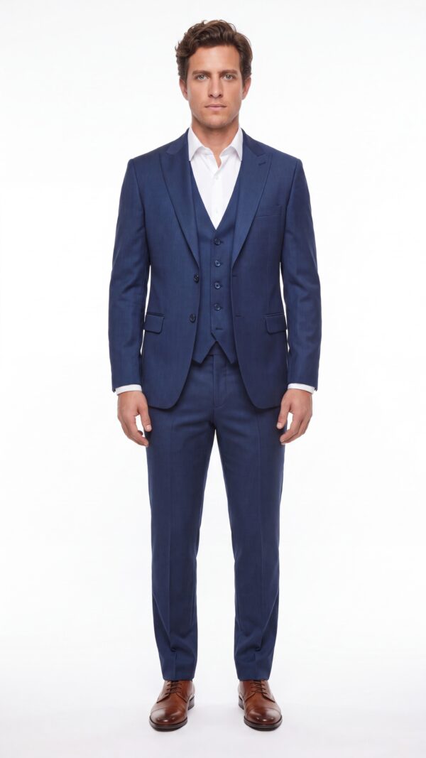 Georgetown Blue 3 Pieces Pinstripe Suit - 1