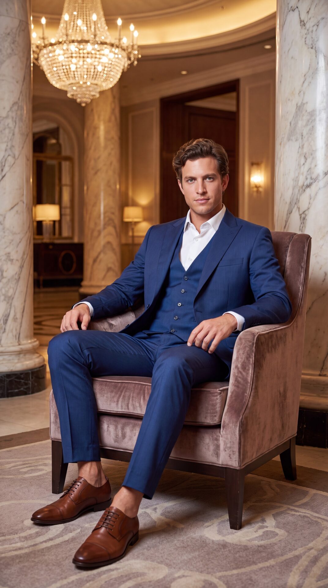 navy blue pinstripe 3 piece suit or men – varrison (4) - 7