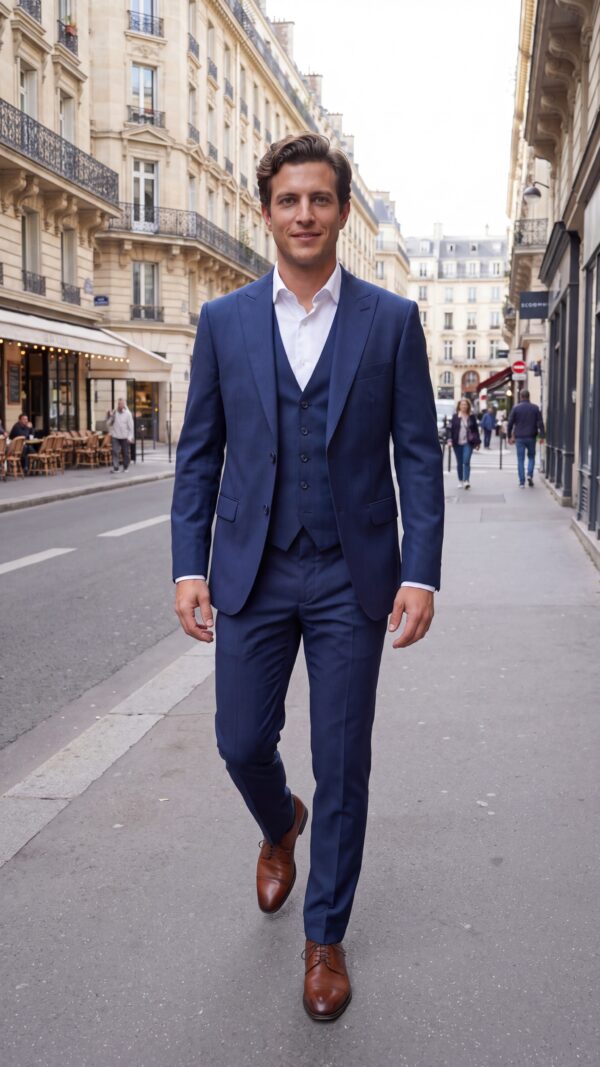 Georgetown Blue 3 Pieces Pinstripe Suit