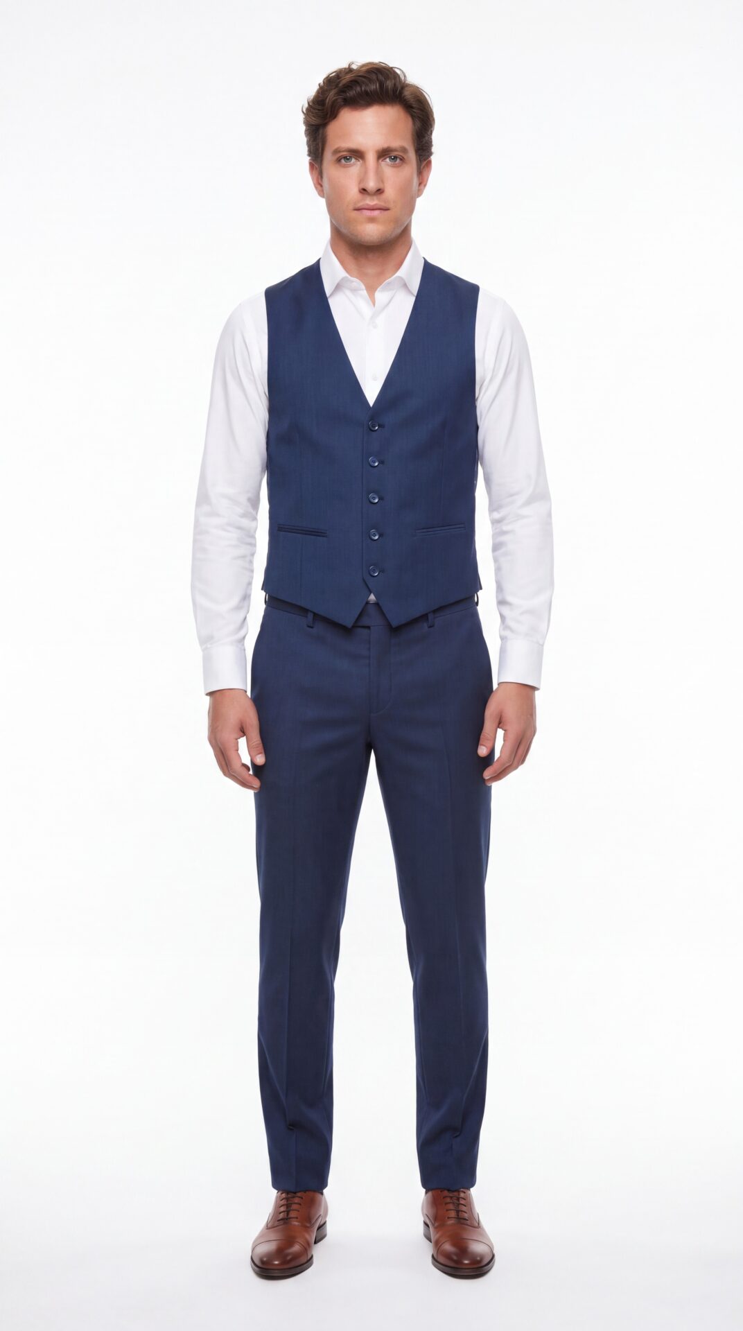 navy blue pinstripe 3 piece suit or men – varrison (7) - 4
