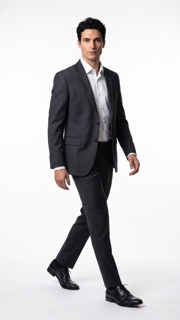 Birdseye black tailored suit for men (1) - 0