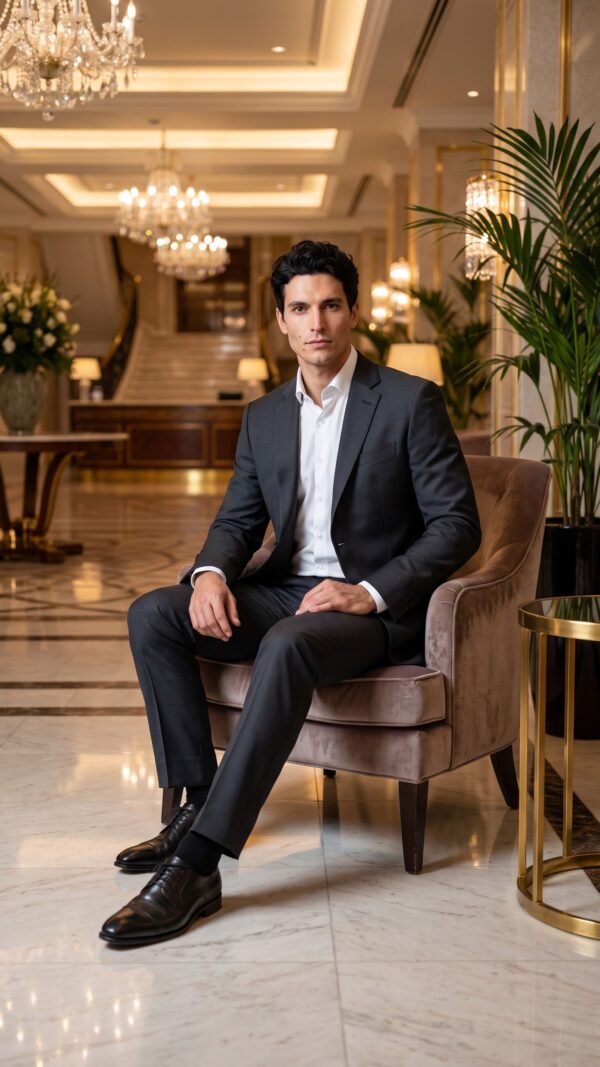 Birdseye black tailored suit for men (3) - 2