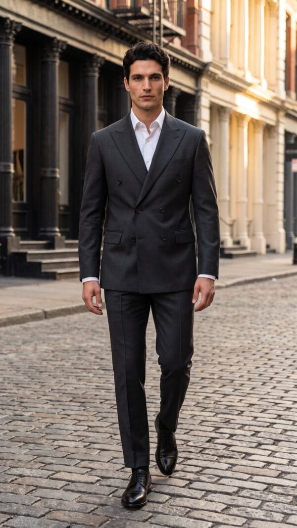 Highgate Double Breasted Black Suit
