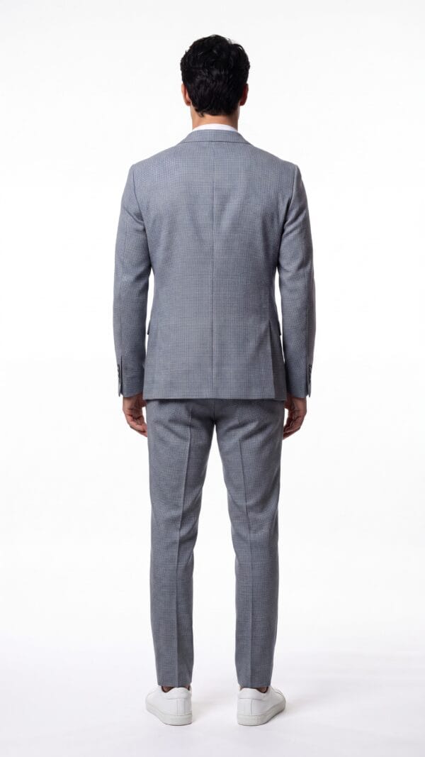 blue and cream houndstooth pattern suit for men (1) - 3