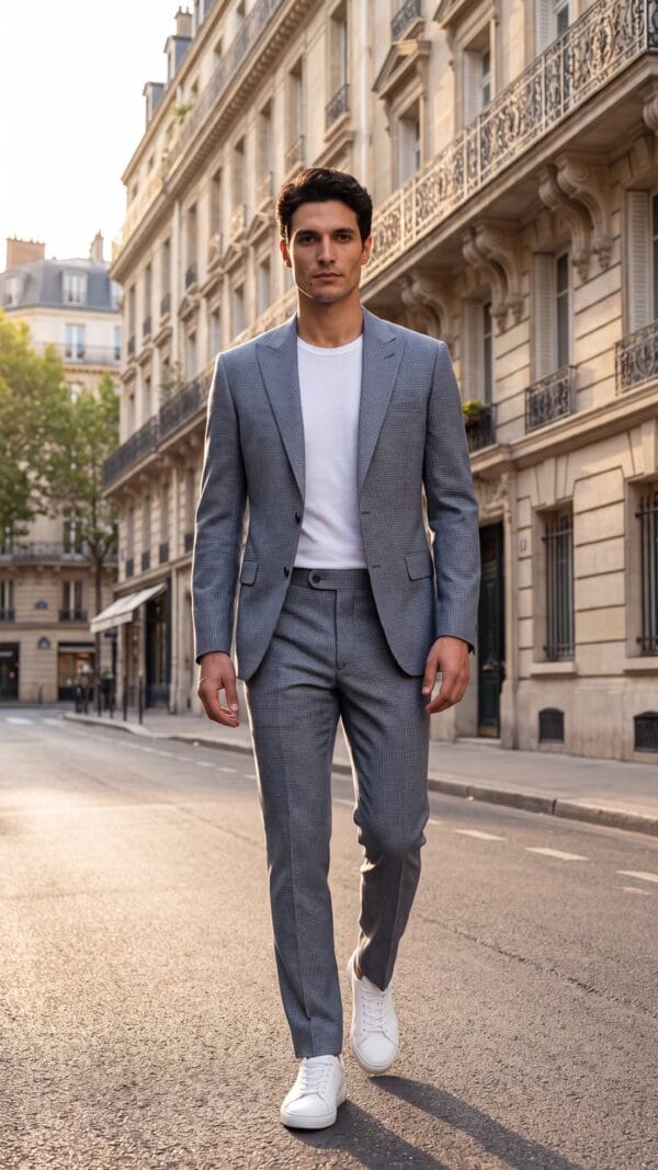 Westminster Houndstooth Blue & Cream Suit