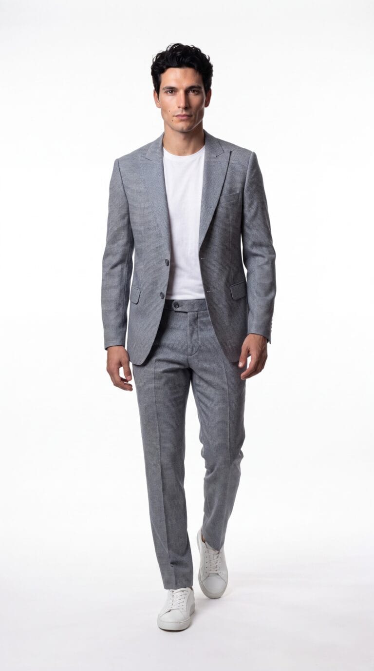 Westminster Houndstooth Blue & Cream Suit