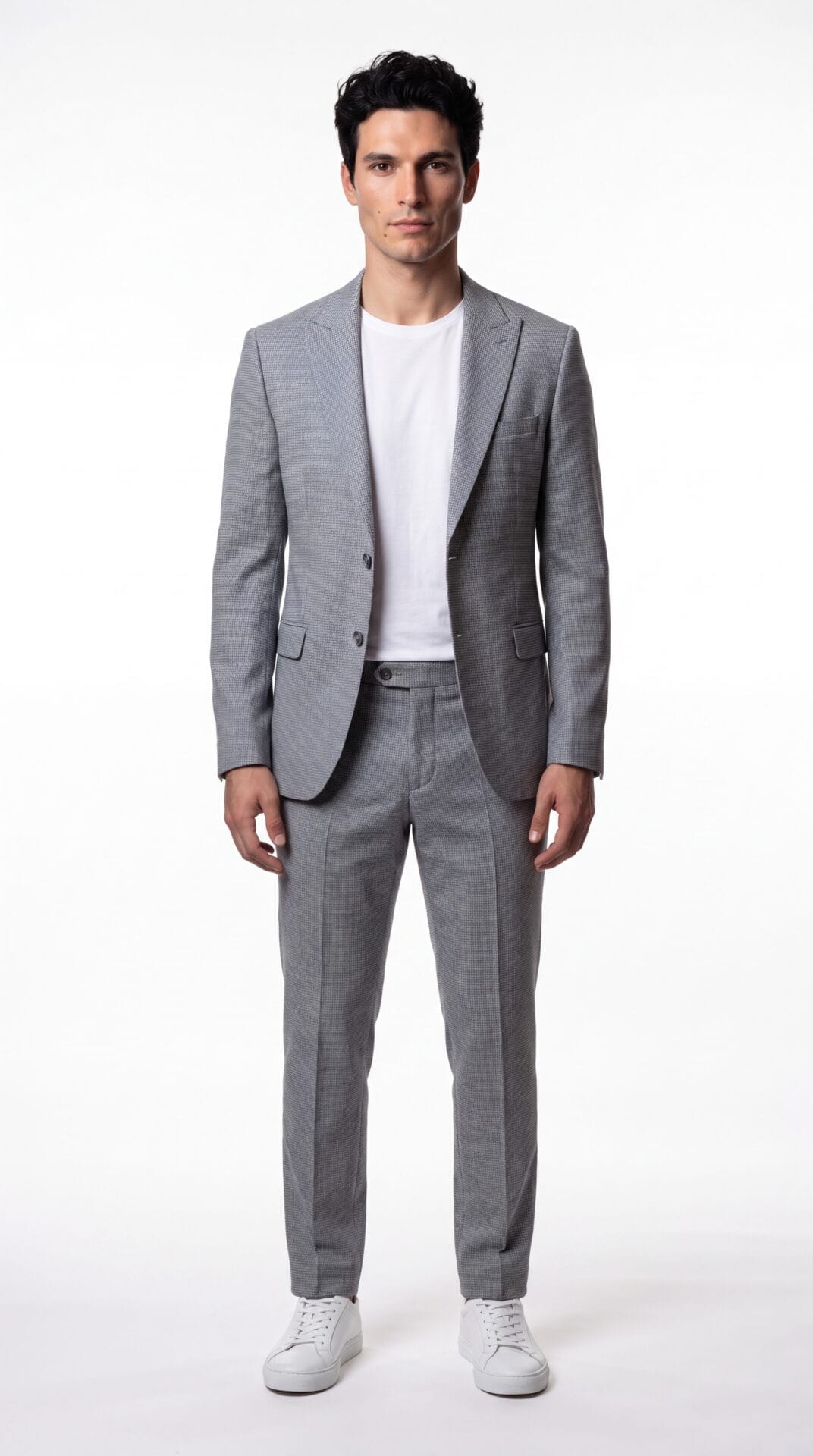 blue and cream houndstooth pattern suit for men (5) - 2